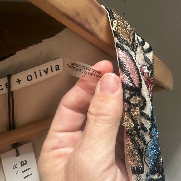 Blue and Red Plunge Neck A-line Midi Dress - Picture 5 of 10